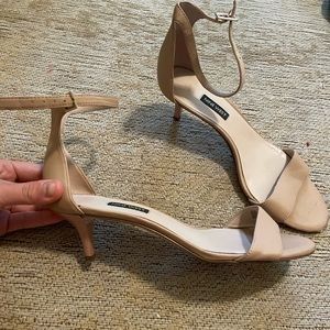 Nine West ankle strap nude skinny heel